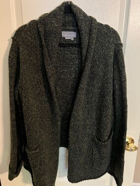 Anthropologie Dark Olive Textured Bouclé Cardigan Size XS